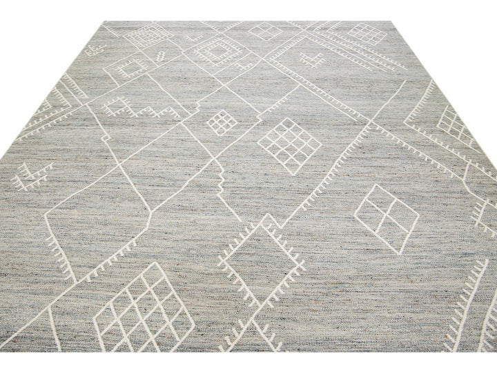 Modern Kilim Wool Rug 9 X 12