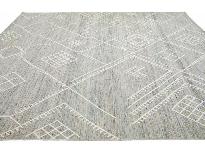 Modern Kilim Wool Rug 9 X 12