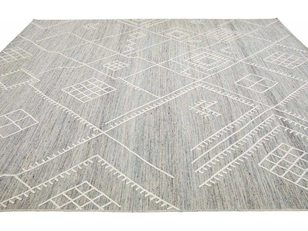 Modern Kilim Wool Rug 9 X 12