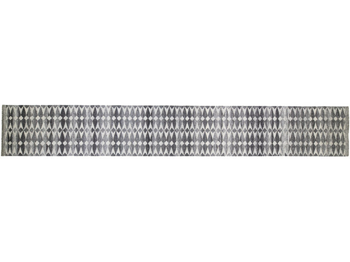 Gray Modern Swedish Style Handmade Abstract Designed Wool Runner