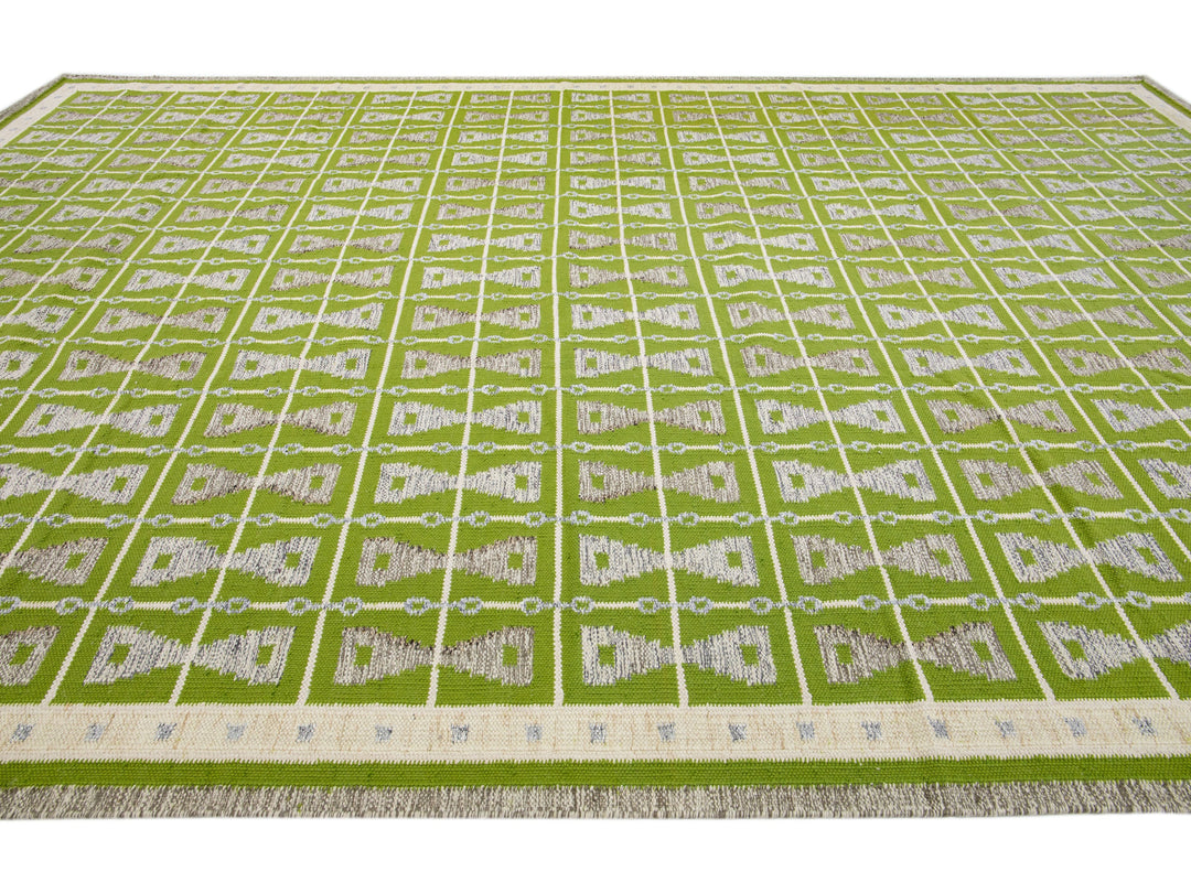 Modern Swedish Wool Rug 12 X 18