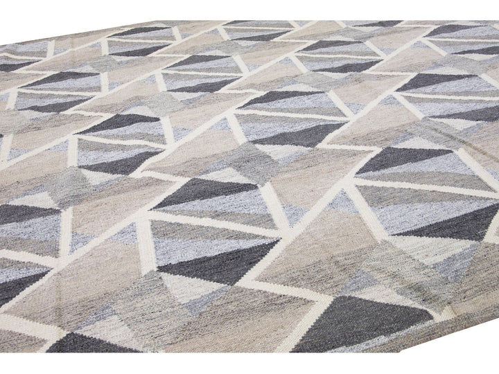 Modern Swedish Wool Rug 11 X 14
