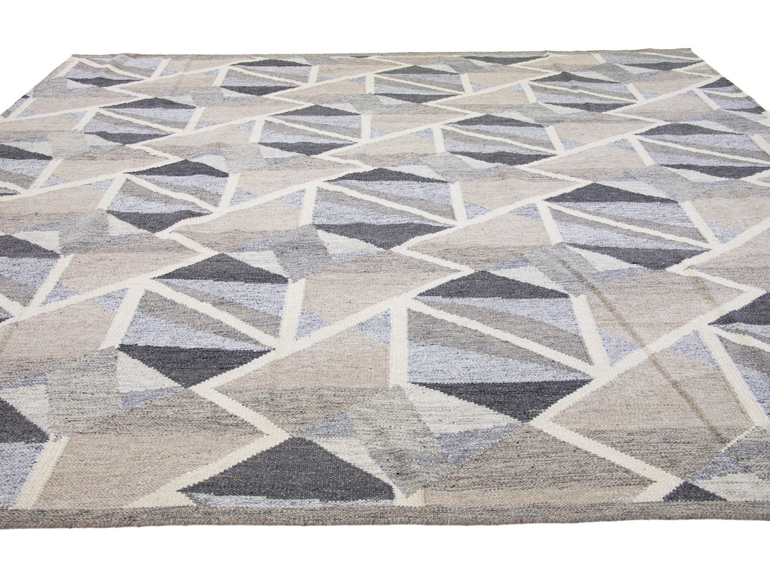 Modern Swedish Wool Rug 11 X 14