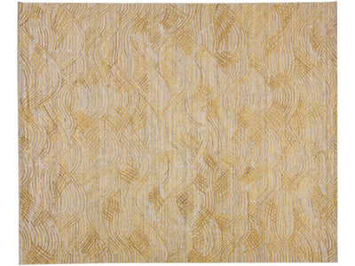 Contemporary Gold Texture Handmade Wool & Viscose Rug