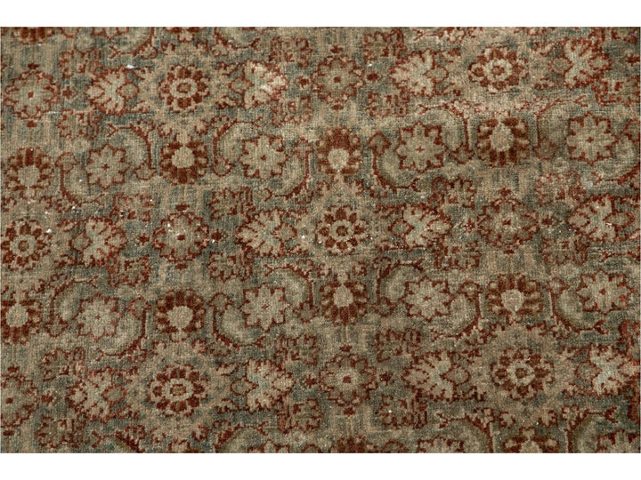 Early 20th Century Green Antique Tabriz Wool Rug 9 X 12