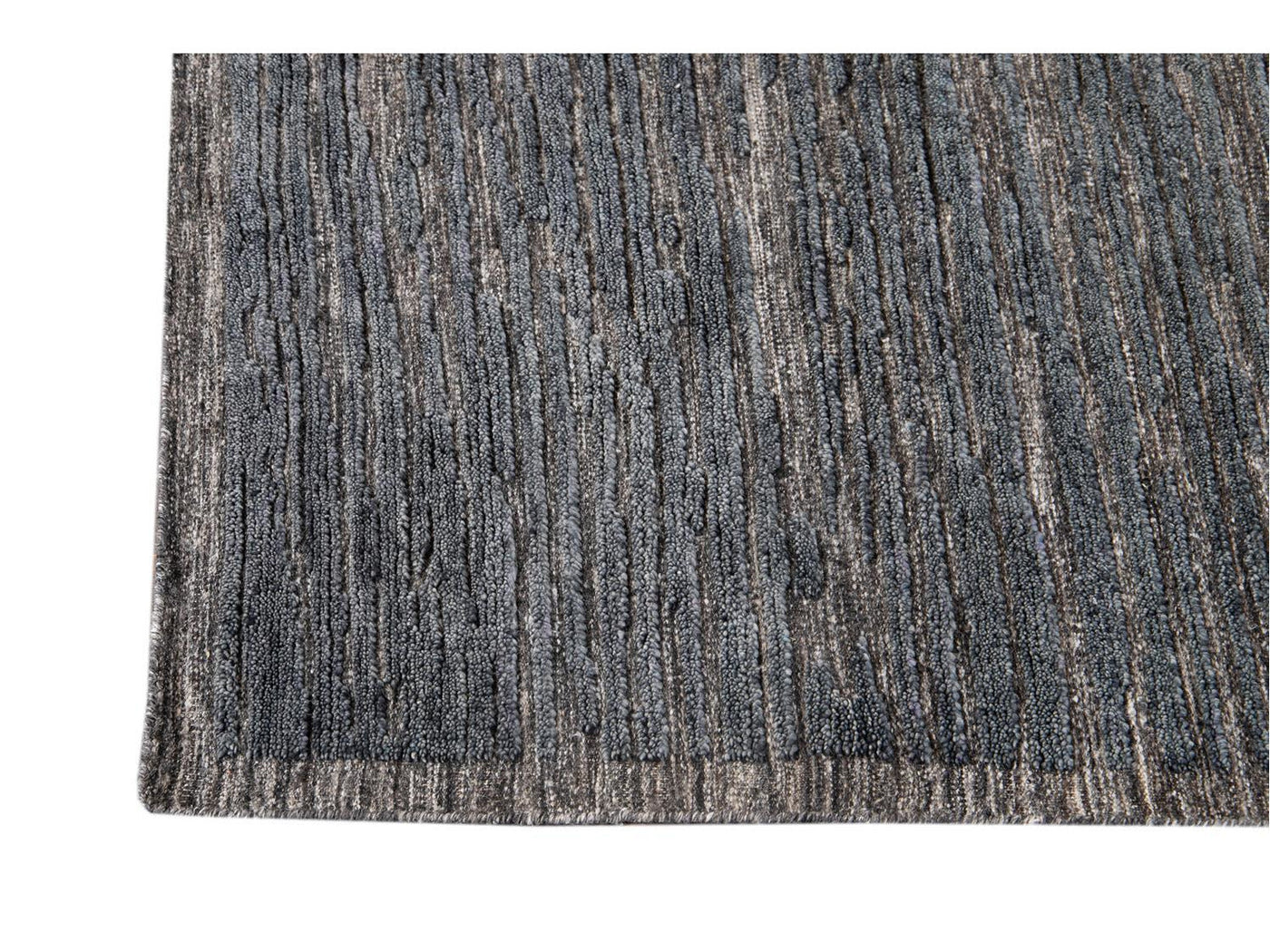 Modern Textured High Low Wool Rug, 9 X 12