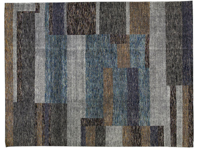 Modern Apadana's Safi Collection Handmade Abstract Earthy Tone Designed Wool Rug