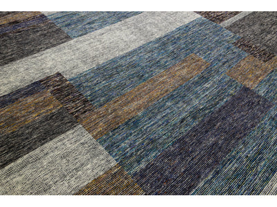 Modern Abstract Wool Rug 10 X 14