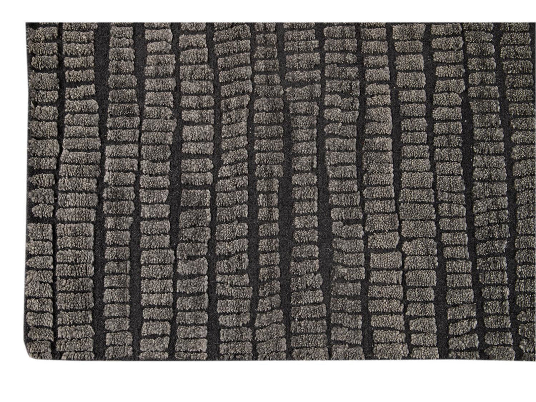 Contemporary Textured High Low Wool Rug 9 X 12