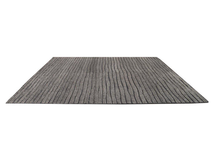 Contemporary Textured High Low Wool Rug 9 X 12