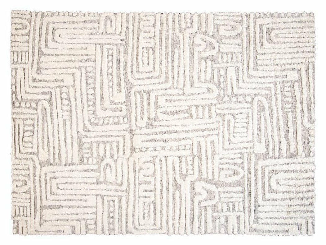 Contemporary Textured High Low Wool Rug 10 X 14