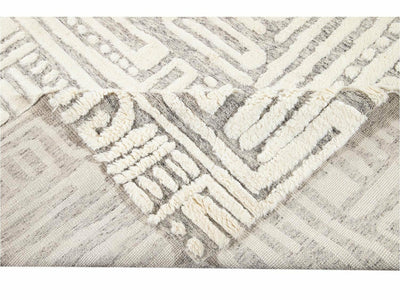Contemporary Textured High Low Wool Rug 10 X 14