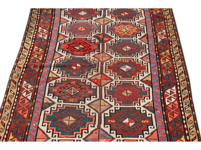 Antique Kazak Gallery Wool Rug 4 X 8