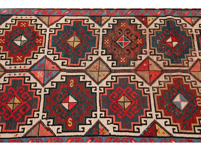 Antique Kazak Gallery Wool Rug 4 X 8