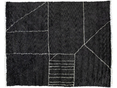 Modern Moroccan Style Charcoal Handmade Wool Rug by Apadana