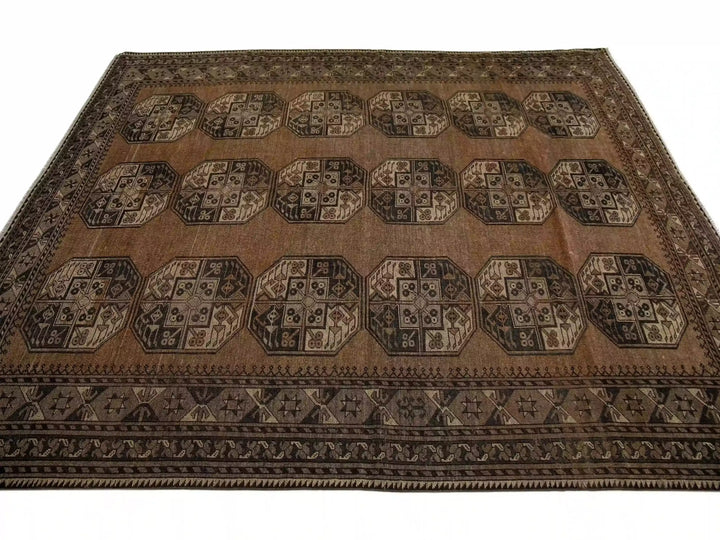 Antique Turkmen Wool Rug 7 X 9