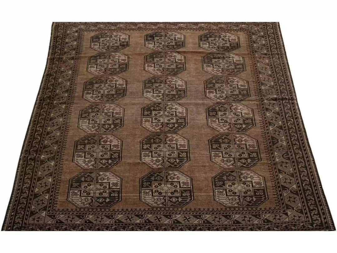 Antique Turkmen Wool Rug 7 X 9