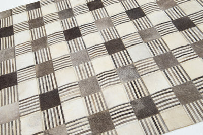 Contemporary Leather/Wool Patch Rug 5 X 8