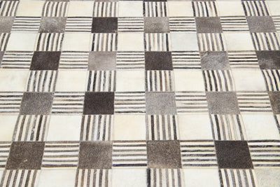 Contemporary Leather/Wool Patch Rug 5 X 8