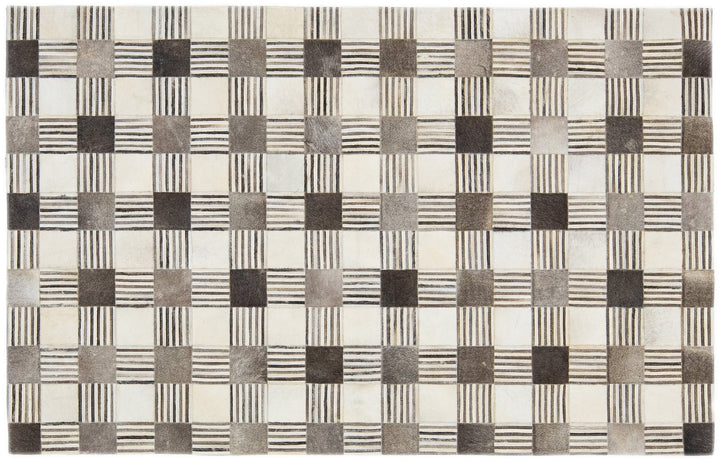 Contemporary Leather/Wool Patch Rug 5 X 8