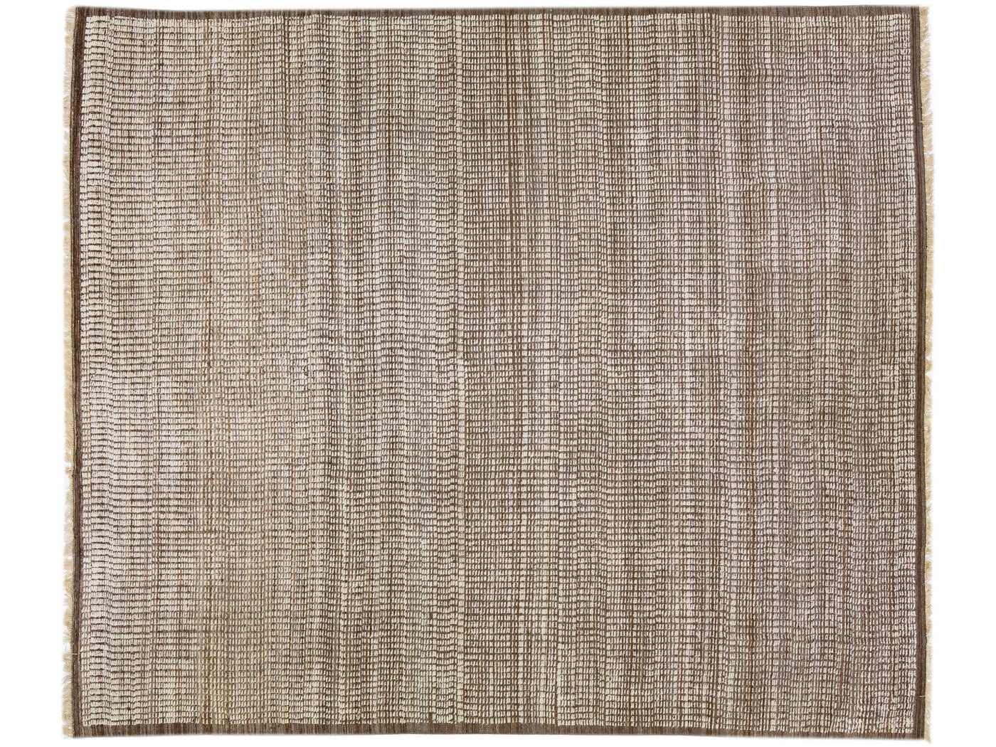 Brown Modern Moroccan Style Handmade Wool Rug with Subtle Pattern
