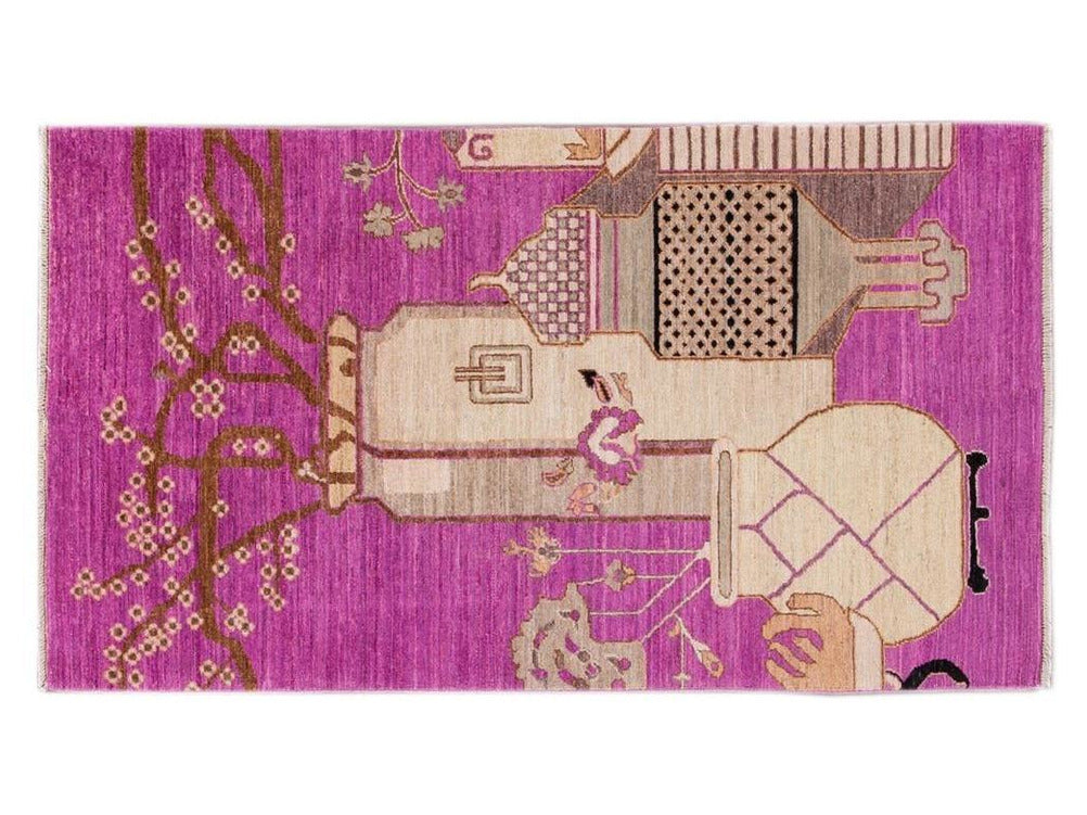 Modern Samarkand Khotan Wool Rug 3 X 6