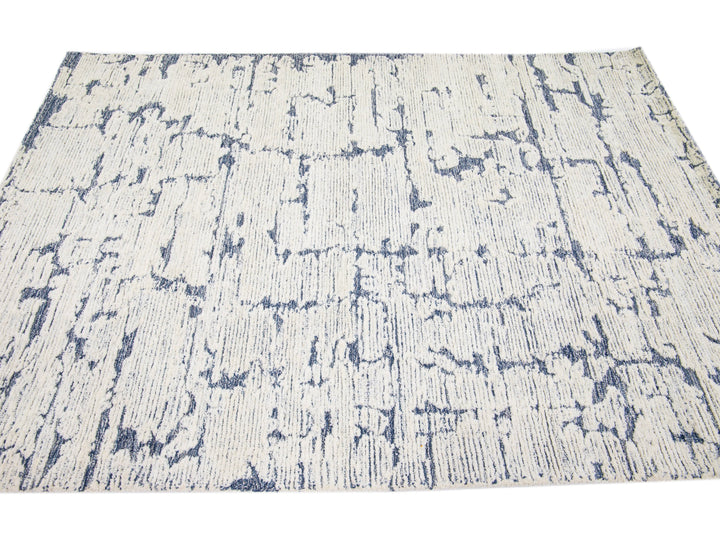 Modern Tufted Moroccan Wool Rug 5 X 7