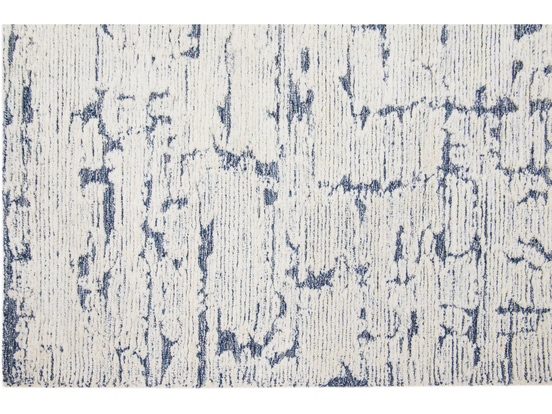 Modern Tufted Moroccan Wool Rug 5 X 7