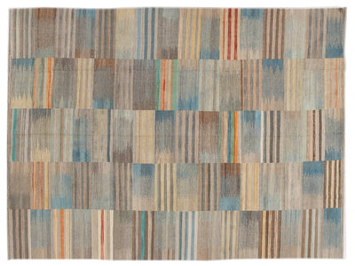 Modern Flat-Weave Kilim Wool Rug 9 X 12