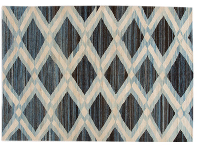 Modern Flat-Weave Wool Rug, 9 X 12