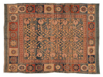 Vintage Khotan Style Tribal Wool Rug 7 X 10