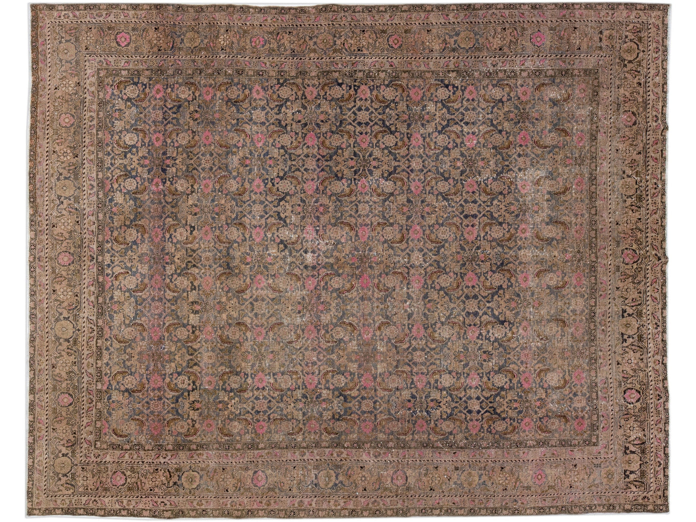 Antique Bidjar Handmade Gray Wool Rug With Allover Floral Pattern