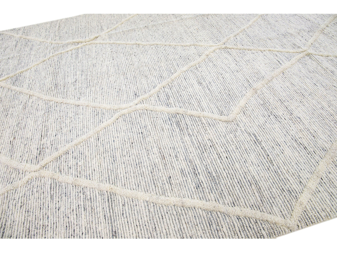 Modern Moroccan Wool Rug 10 X 14