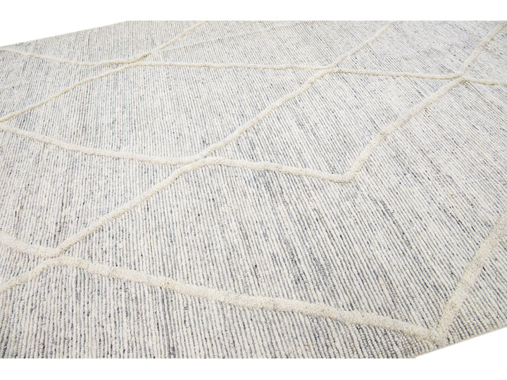 Modern Moroccan Wool Rug 10 X 14