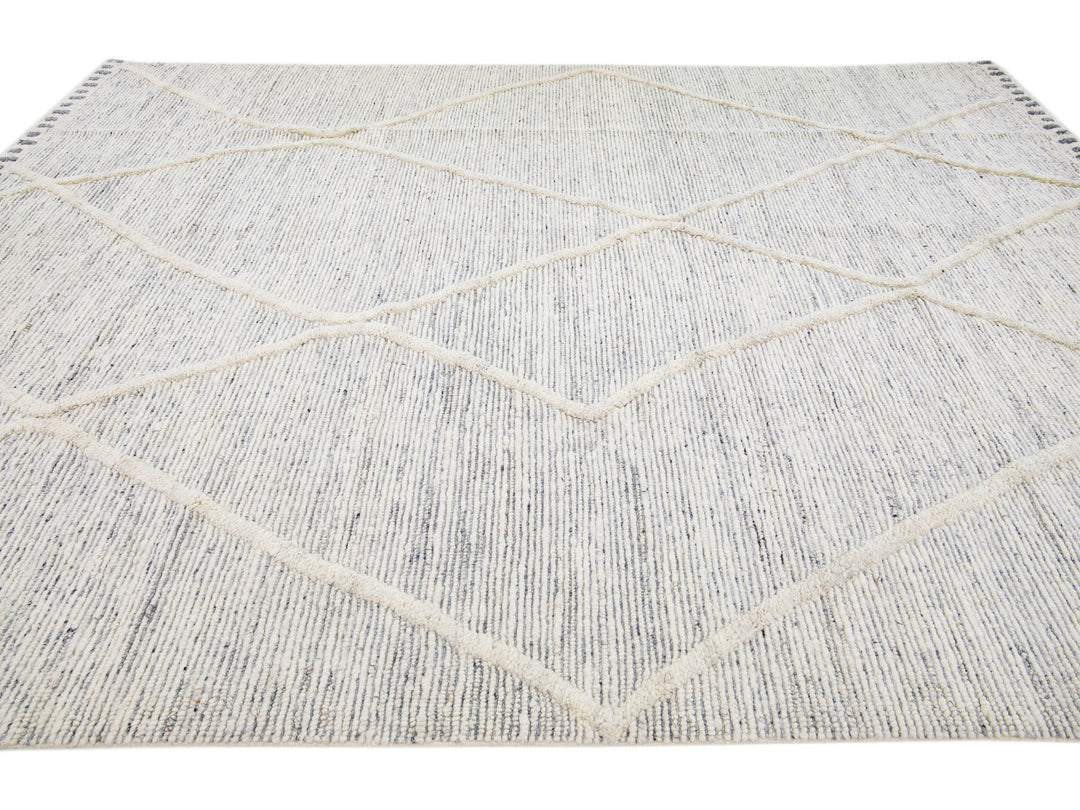 Modern Moroccan Wool Rug 10 X 14
