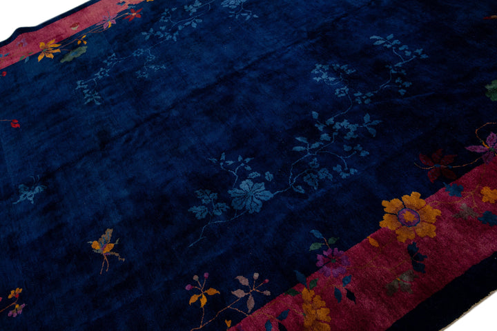 Antique Chinese Art Deco Wool Rug 9 x 11