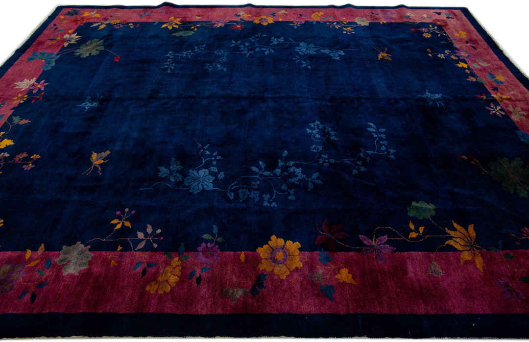 Antique Chinese Art Deco Wool Rug 9 x 11