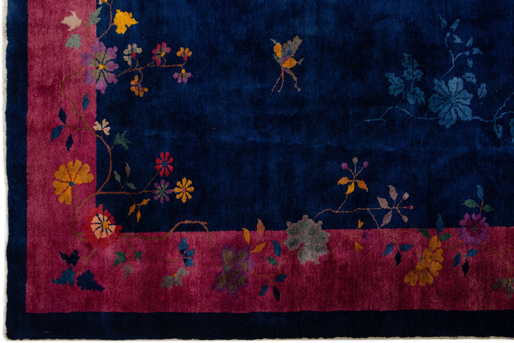 Antique Chinese Art Deco Wool Rug 9 x 11