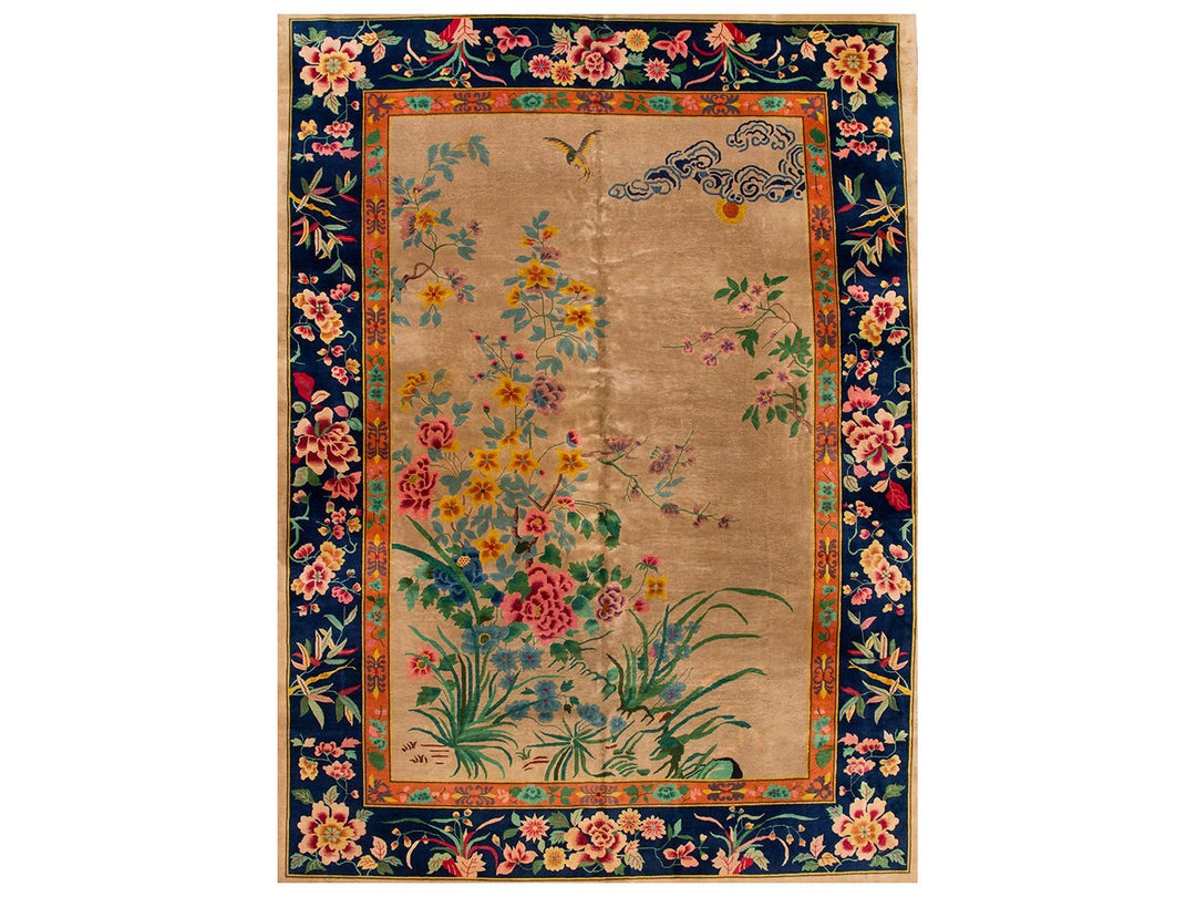 Antique Colorful Chinese Nichols Wool Rug 10 X 14
