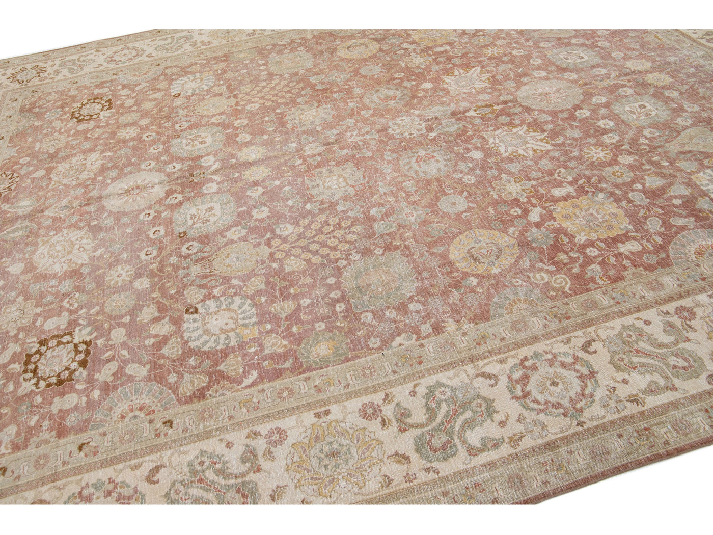 Antique Tabriz Wool Rug 10 X 14