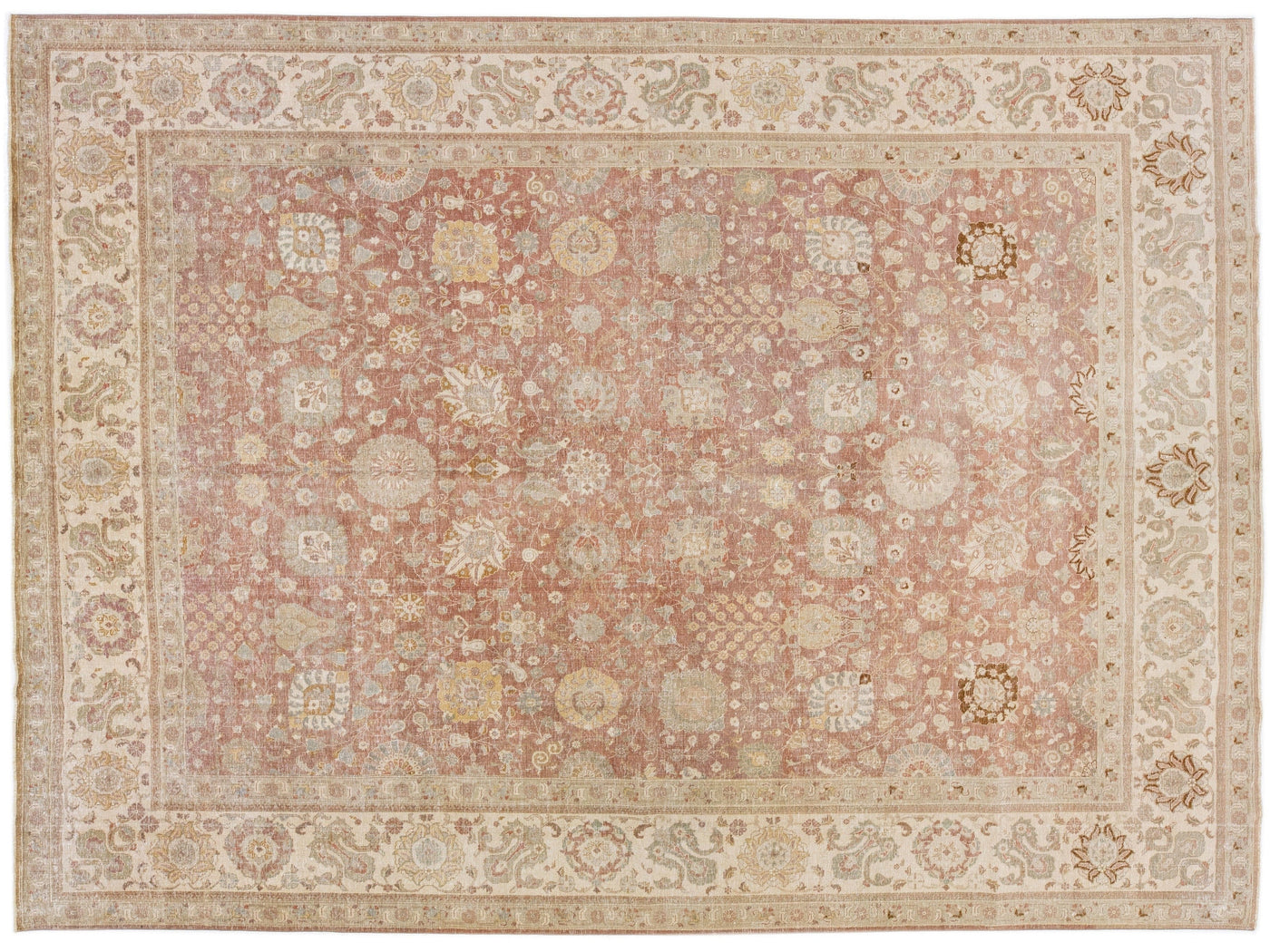 Antique Tabriz Wool Rug 10 X 14