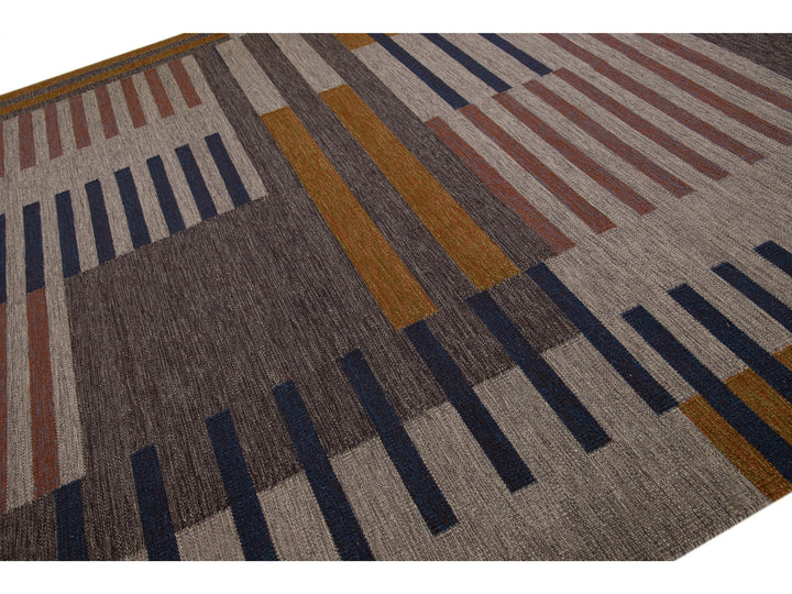 Modern Kilim Flatweave Wool Rug 10 x 14