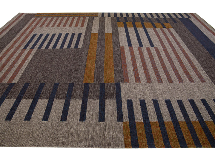 Modern Kilim Flatweave Wool Rug 10 x 14