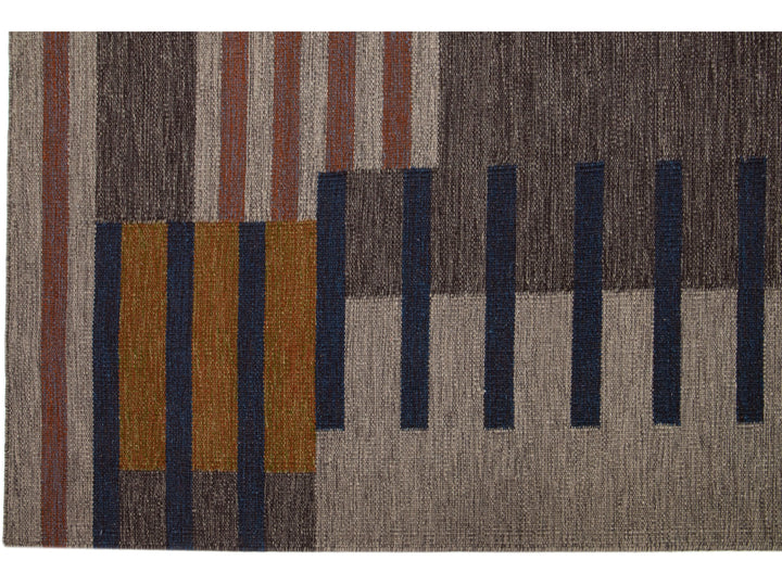 Modern Kilim Flatweave Wool Rug 10 x 14