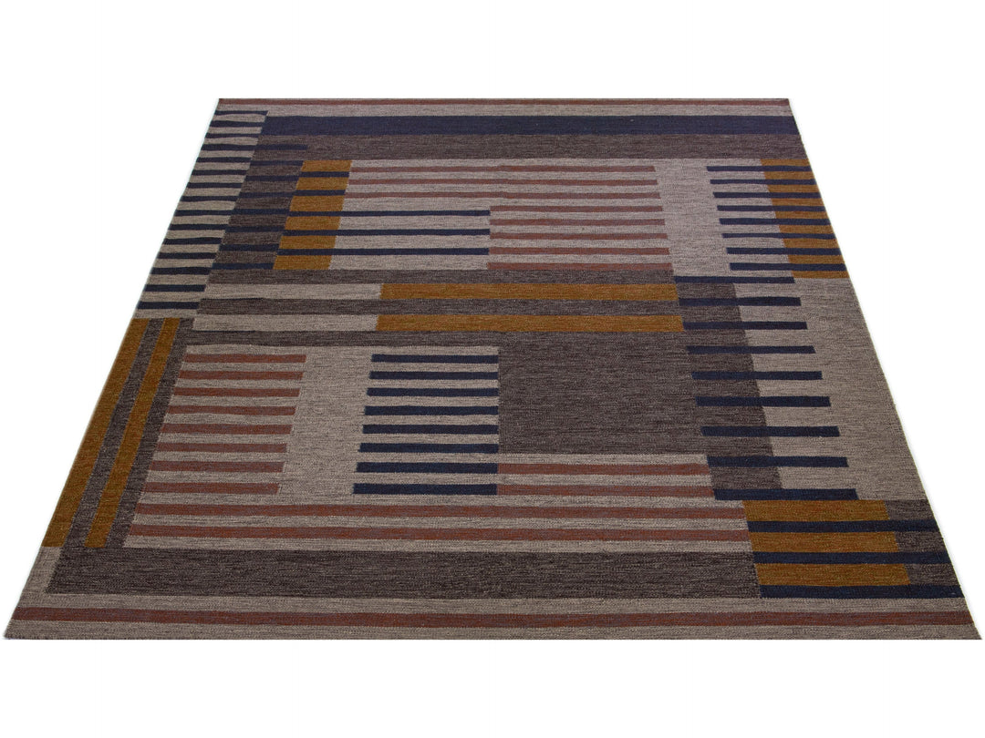 Modern Kilim Flatweave Wool Rug 10 x 14