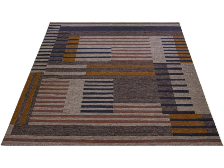 Modern Kilim Flatweave Wool Rug 10 x 14