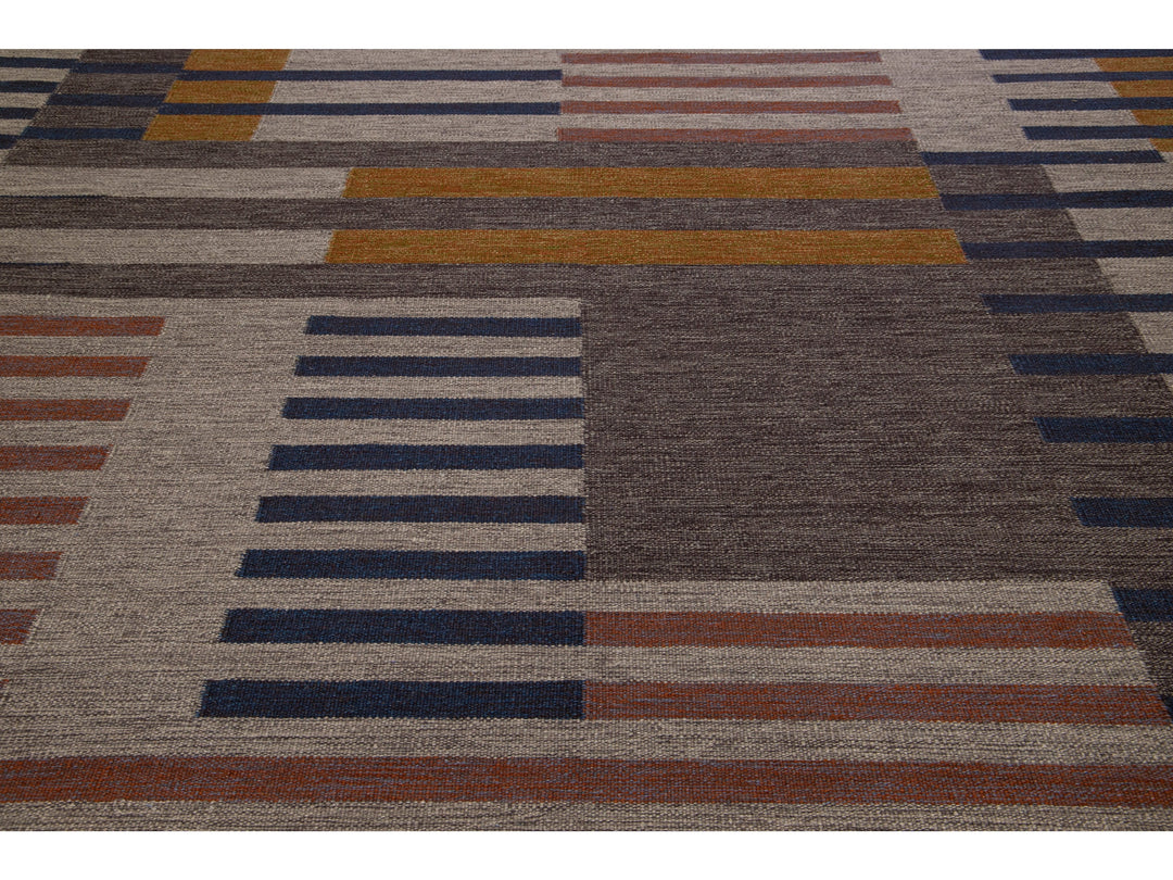 Modern Kilim Flatweave Wool Rug 10 x 14