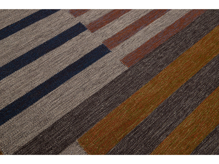 Modern Kilim Flatweave Wool Rug 10 x 14