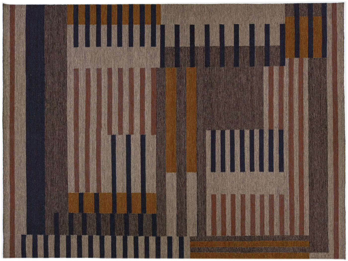 Modern Kilim Flatweave Wool Rug 10 x 14