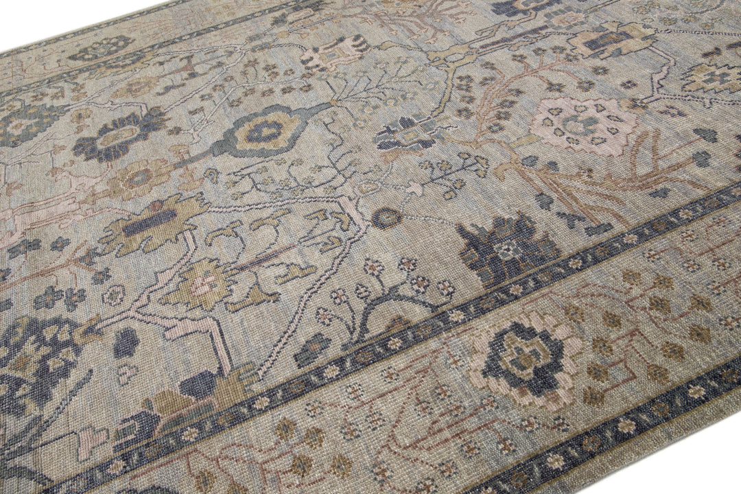 Modern Oushak Style Wool Rug 10 x 14